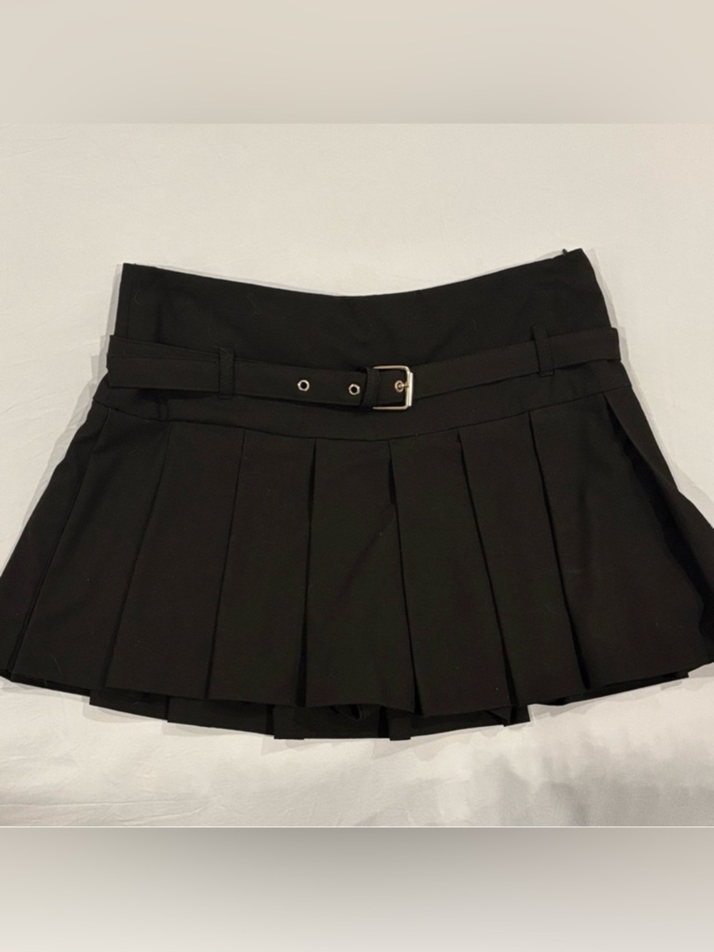 Zara Pleated Black Mini Skirt with Belt
